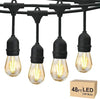 Svater Outdoor String Lights LED 15m, S14 48FT Festoon Lights Mains Powered with 15+1 2W Plastic Bulbs, IP65 Waterproof Garden String Lights for Patio Party Wedding, 2700K Warm White