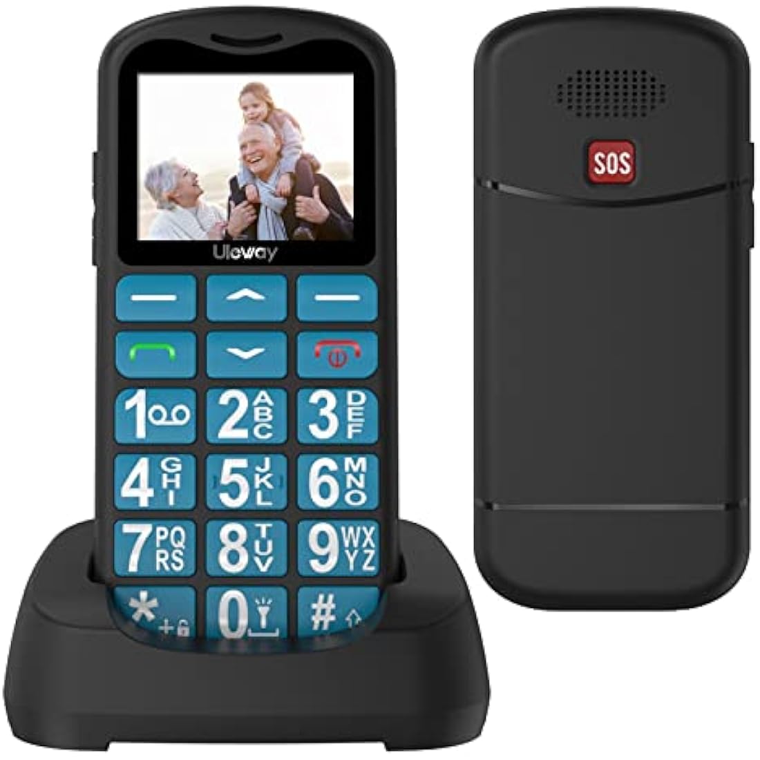 uleway 2G Big Button Mobile Phone for Elderly, Unlocked Dual Sim Free Senior Mobile Phones, Easy to Use Pay as You Go 1.77" LCD Display, SOS Button, Talking Numbers, Torch, 800 mAh Battery - Blue