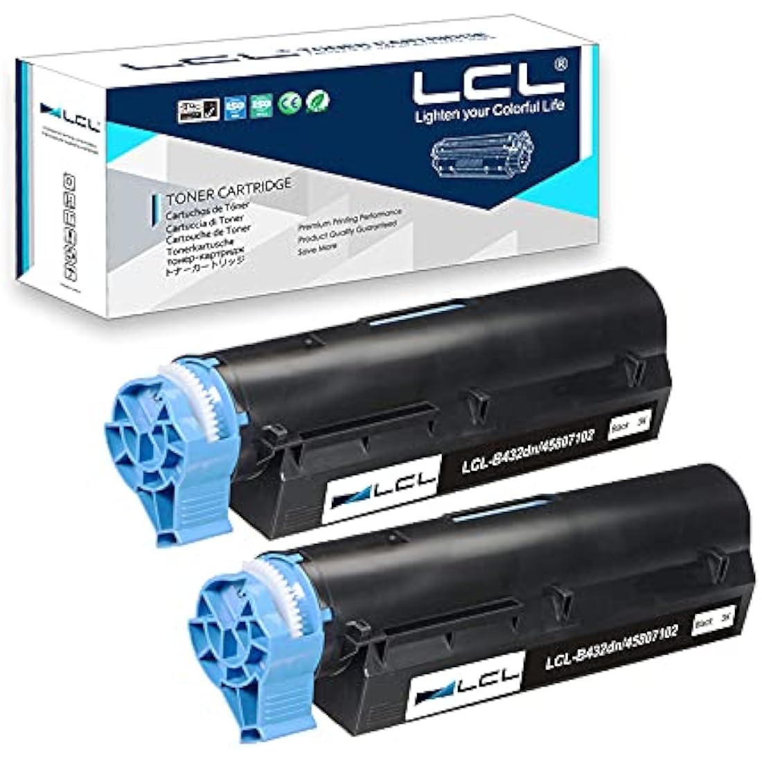 LCL Compatible Toner Cartridge B412dn B432dn B512DN 45807102 (2 Black) Replacement for OKI B412dn B432dn B512 B512dn MB472w MB472dnw MB492 MB492dn MB562w MB562dnw