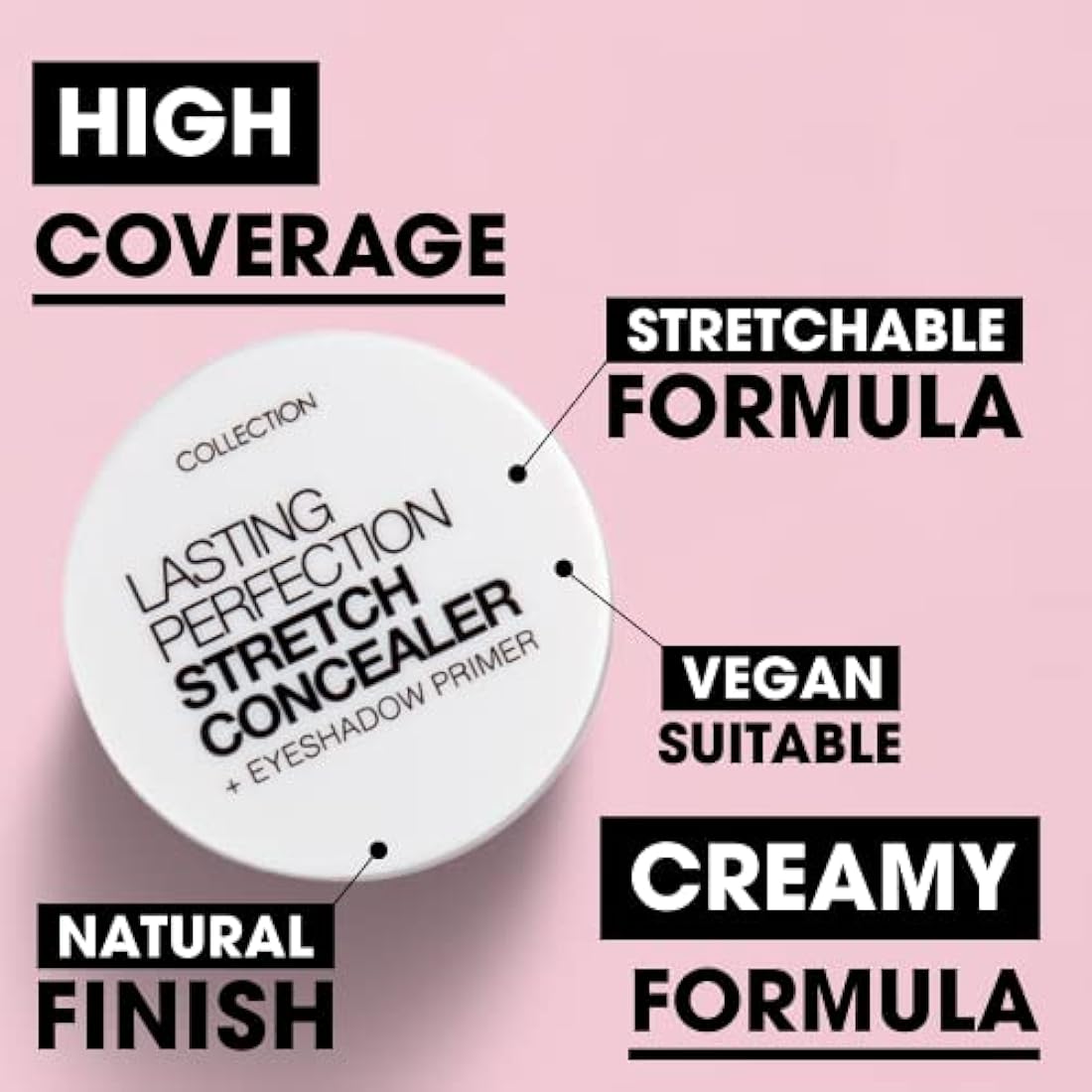 Collection Cosmetics Lasting Perfection Stretch Concealer, High Coverage and Versatile, 6g, Buttermilk