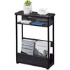 YEAKOO Narrow Side Table with Storage Shelf, 3 Tier Slim End Table for Small Spaces, Narrow Bedside Table, Small Nightstand with Magazine Rack 46x18x62.5cm
