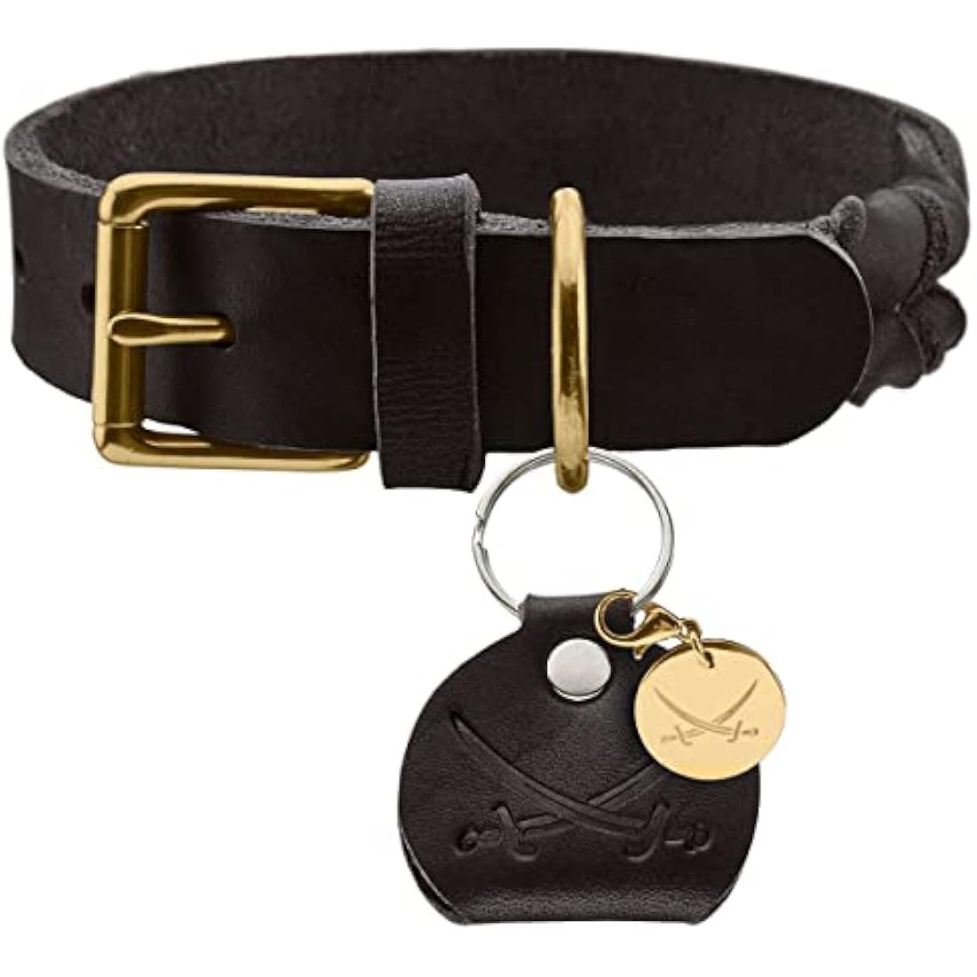 HUNTER SANSIBAR SOLID Leather Dog Collar Heavy Duty Grip Braided 50 (S-M) Black