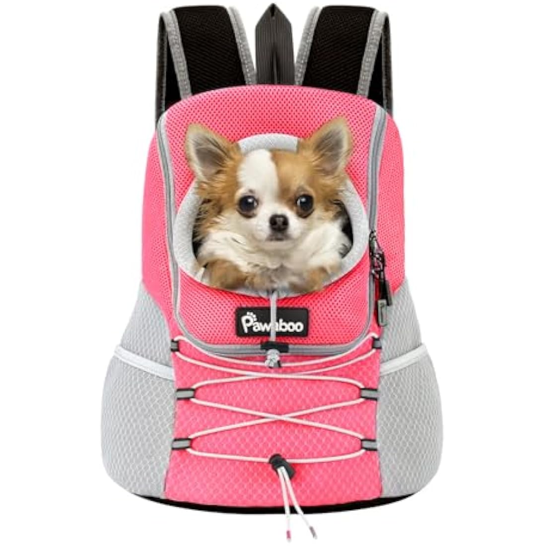 Pawaboo Pet Dog Carrier Backpack, Puppy Dog Travel Front Carrier for Small Medium Dogs Cats, Adjustable Breathable Dog Carrying Backpack with Safety Strips for Hiking, Walking (Pink M Up to 10 lbs)