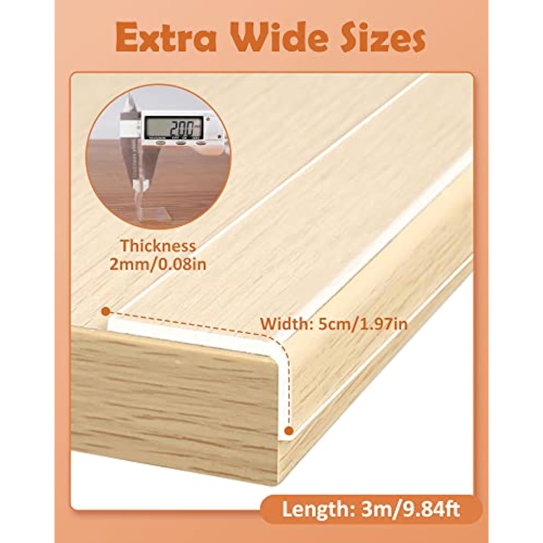 Clear Edge Protector Strip, 3m Extra Strong Transparent Baby Proofing Corners Guards, Extra Wide Nano Tape, Baby Child Safety Tables Corner Guards for Furniture Against Sharp Corners（5cm Width）