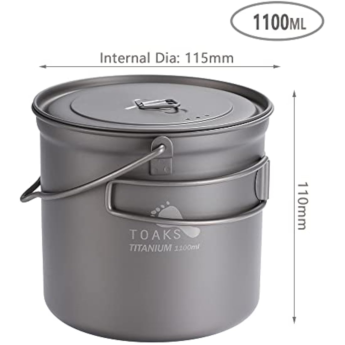 TOAKS Titanium Outdoor Camping Hanging Pot With Bail Handle Easy to Carry, a Variety of Capacities