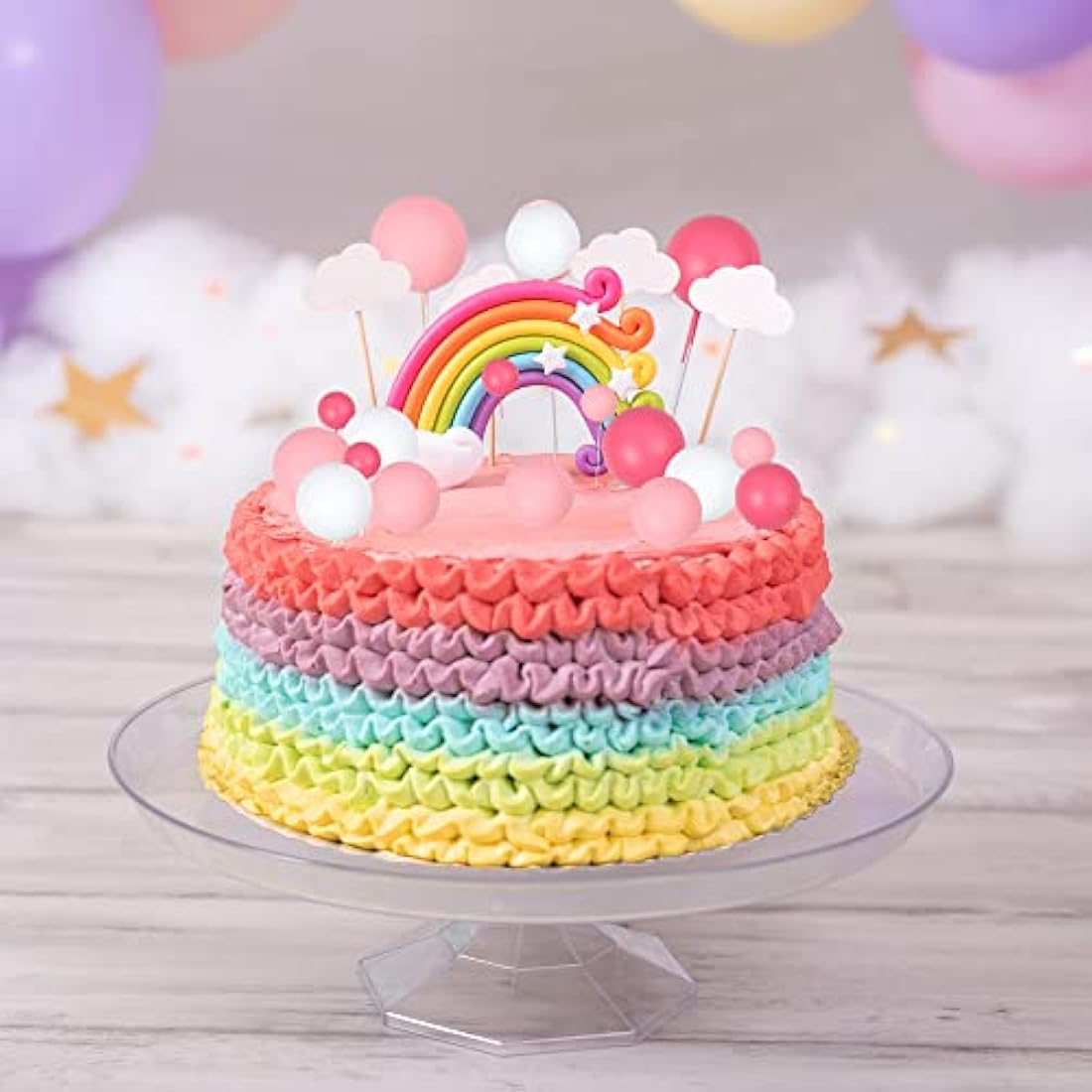 Gyufise 30Pcs Ball Cake Picks Mini Balloons Colorful Ball Shaped Cake Topper Pearl Balls Cupcake Cake Insert Topper for Birthday Party Wedding Decoration Supplies Pink White Rose Red