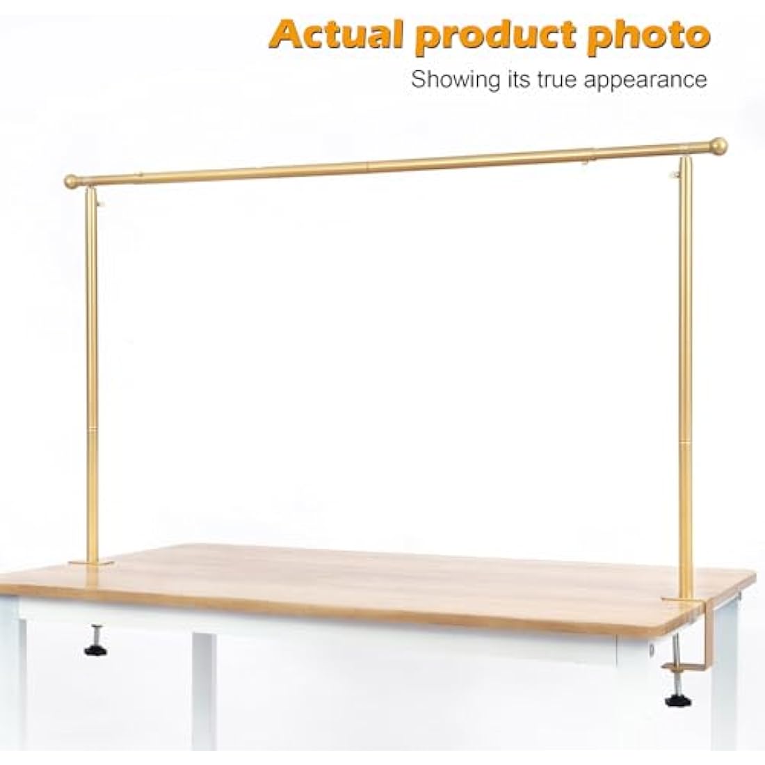 Over The Table Rod Stand with Clamps- Adjustable Metal Wedding Arch Frame for Table Centrepiece, Over Table Display Rail for Halloween Christmas Table Decorations (Gold)