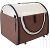 Pawhut Folding Fabric Soft Pet Crate Dog Cat Travel Carrier Cage Kennel House Brown 46L x 36W x 41H cm
