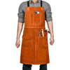 Leather Welding Work Apron - Heat Resistant & Flame Resistant Bib Apron, Flame Retardant Heavy Duty BBQ Apron, Adjustable One Size Fit Most Brown-24"x