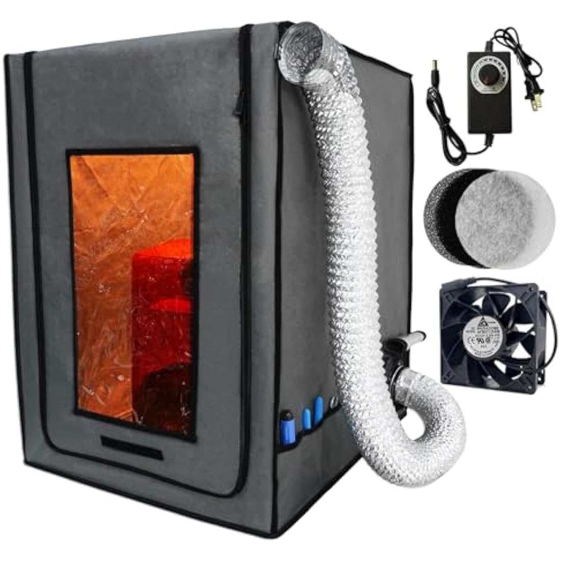 Resin 3D Printer Enclosure with Ventilation Filter, 12V Fan 5000RPM with Speed Control Fume Extraction, Dustproof Tent Constant Temperature Protective Cover for Ender 3 Pro/V2/Ender3 S1/ Neo