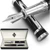 Wordsworth & Black Fountain Pen Set, 18K Gilded Medium and Fine Nibs, 6 Ink Cartridges and Refill Converter, Gift Case, Smooth Writing Pens [Black Chrome], Perfect for Men and Women