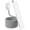 LENCENT 3M Extension Lead with USB Slots, 6 Way Outlets Power Strip with 1 USB-C and 2 USB Slots,Multi Power Plug Extension with 3M Braided Extension Cord for Home Office, White