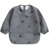 PewinGo Weaning Bib with Long Sleeves & BLW, Soft and Skin-Friendly Material, Coverall Bibs for Baby Feeding, Waterproof and Easy to Clean & Machine Washable, for Baby Infant Toddlers (Dark Grey)