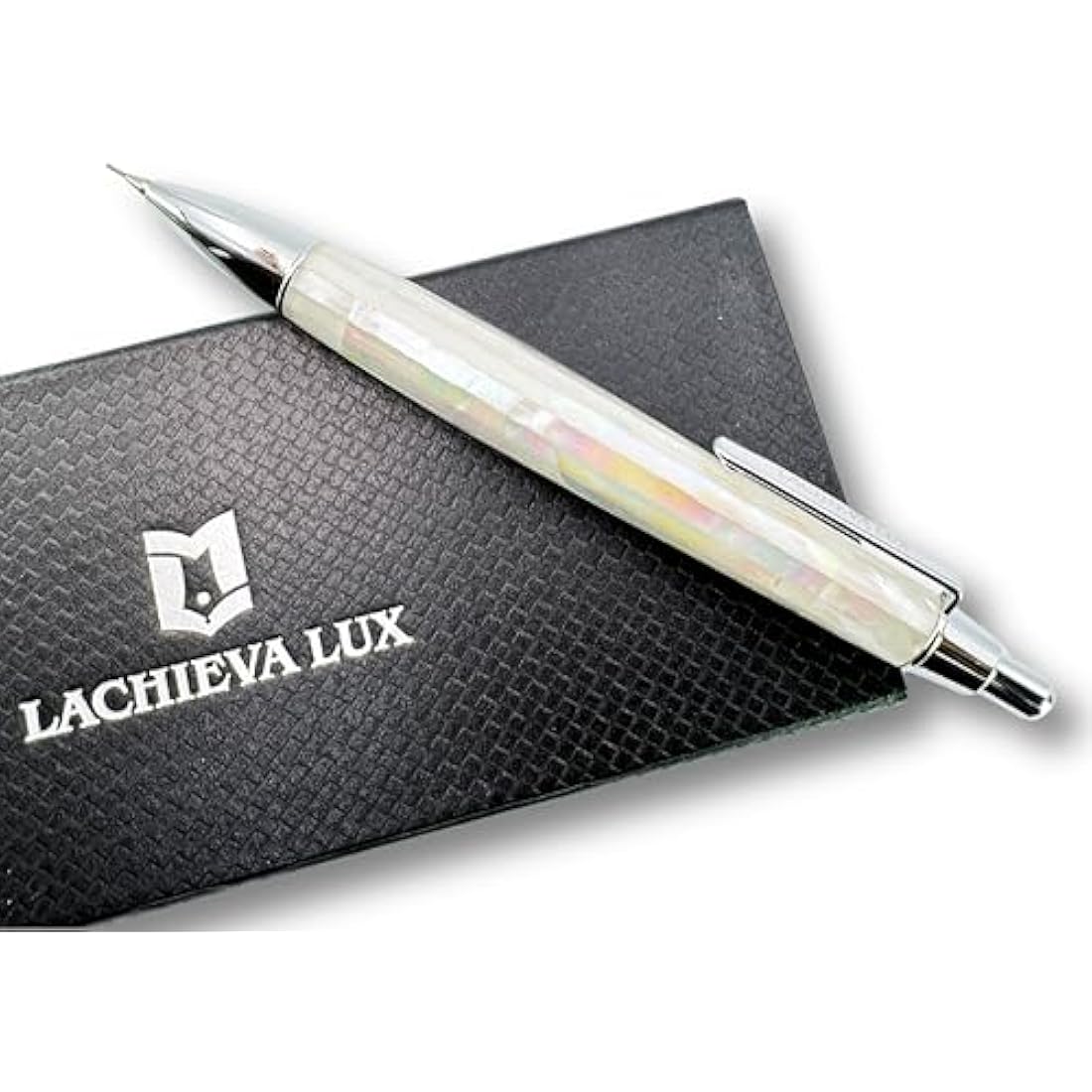 LACHIEVA LUX Mother of Pearl Mechanical Pencil 0.7mm, Elegant Metal Pencil for Drawing and Sketching, Includes 12 Lead Refills