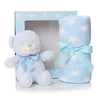 Blue Baby Blanket & Plush Teddy Bear Gift Set  Boy New Born Christening Gift