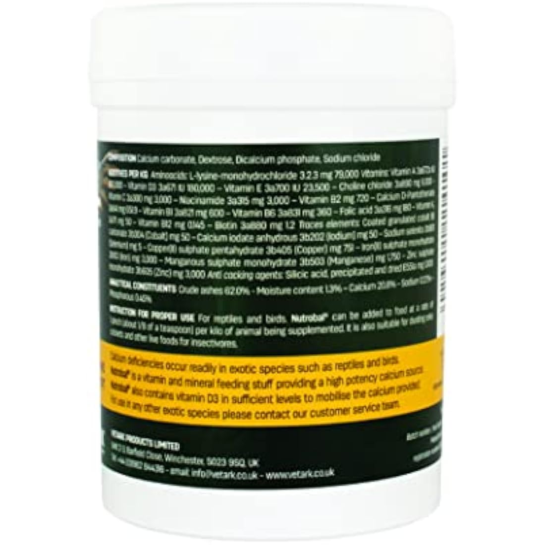 Nutrobal, Calcium & Vitamin D3 Mineral Supplement for Birds & Reptiles, Powder, Easy to Administer, 100g