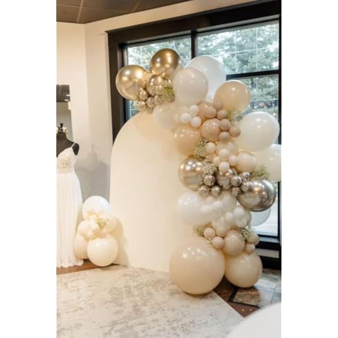 Nude White Gold Balloons, 60PCS Metallic Champagne Gold Cream White Clear balloon White Sand Blush Beige Transparent Party Balloons for Birthday Boho Wedding Anniversary Engagement Hen Decorations