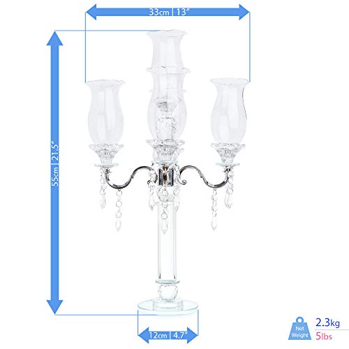 London Boutique Crystal Candelabra Tea Light Candle Holders 5 Arms Decorative with swarovski crystal elements Gift Present (5 Arms)