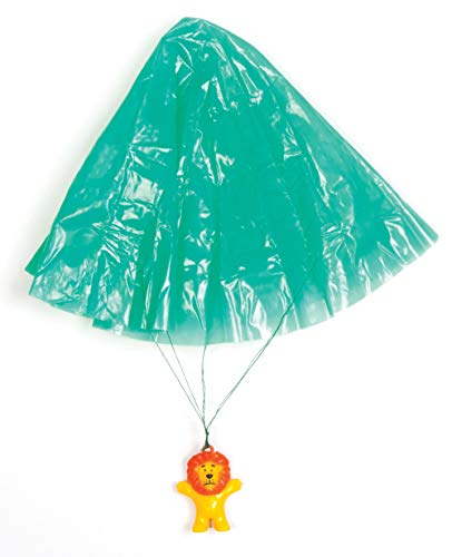 Baker Ross AV162 Mini Animal Parachute Toys - Pack of 8, Kids Jungle Themed Party Bag Fillers For kids Imaginative Play, Flying and Racing