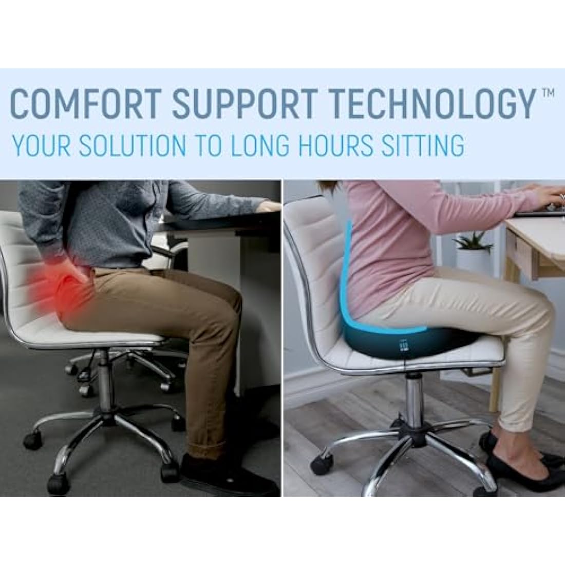 Seat Cushion for Coccyx Pain, Gel Enhanced Coccyx Cushion for Tailbone Pain, Orthopedic Memory Foam Seat Cushions for Pressure Relief, Office Chair Cushions for Long Sitting, Back and Sciatica Relief