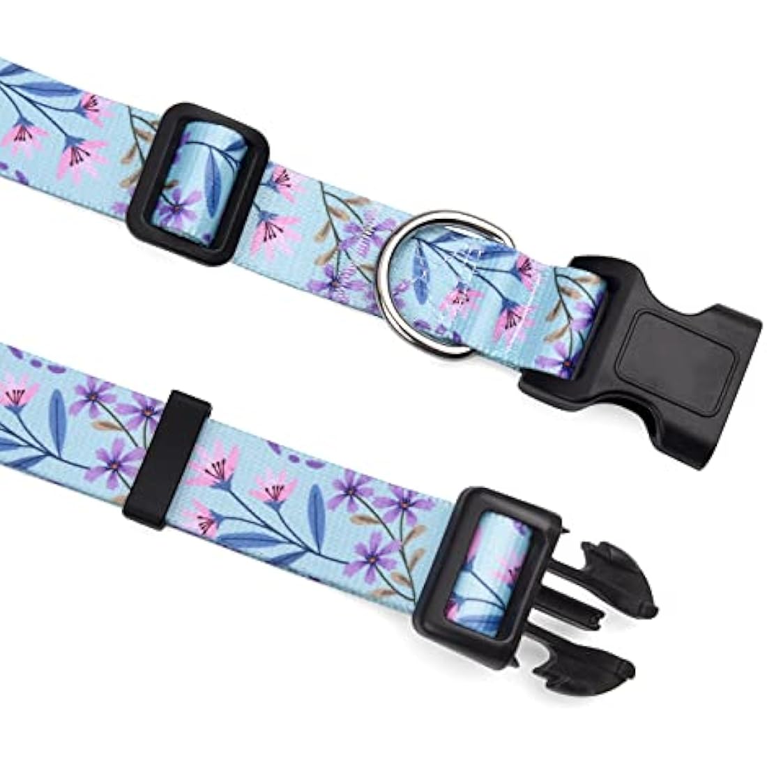 Mihqy Dog Collar and Lead Set with Bohemia Floral Tribal Geometric Patterns - Soft Ethnic Style Collar Adjustable for Small Medium Large Dogs(Pink + Purple Floral Set,XS)