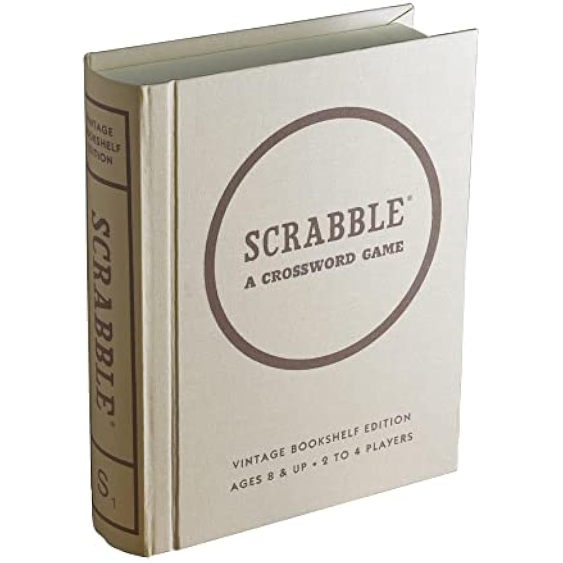 WS Game Company Scrabble Linen Vintage Bookshelf Edition - Wooden Tiles, Vintage 1948 Game Board, Ages 8+ - For 2 to 4 Players