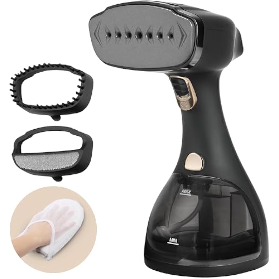 LEBENLANG Handheld Clothes Steamer Iron - 1500W & 300ml I Incl. 2 Attachments & Ironing glove I Vertical Garment Steamer Clothing steam Hand Held Steamers for clothes I Portable for Shirt Curtain Suit
