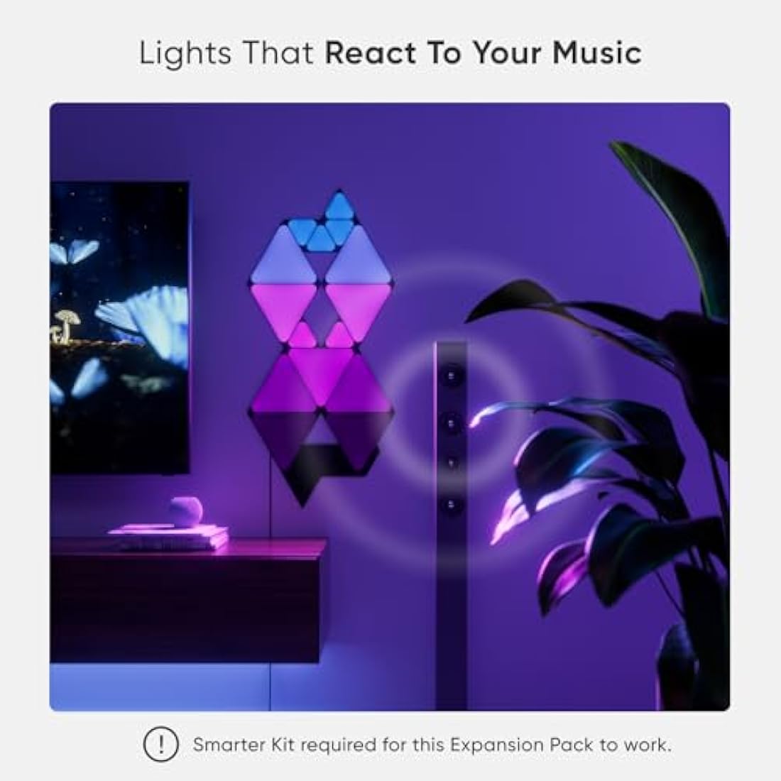 nanoleaf Shapes Ultra Black Mini Triangle Expansion Pack, 10 Additional Smart Light Mini Panels LED RGBW - Modular Wi-Fi Colour Changing Wall Lights, Works with Alexa Google Assistant Apple Homekit