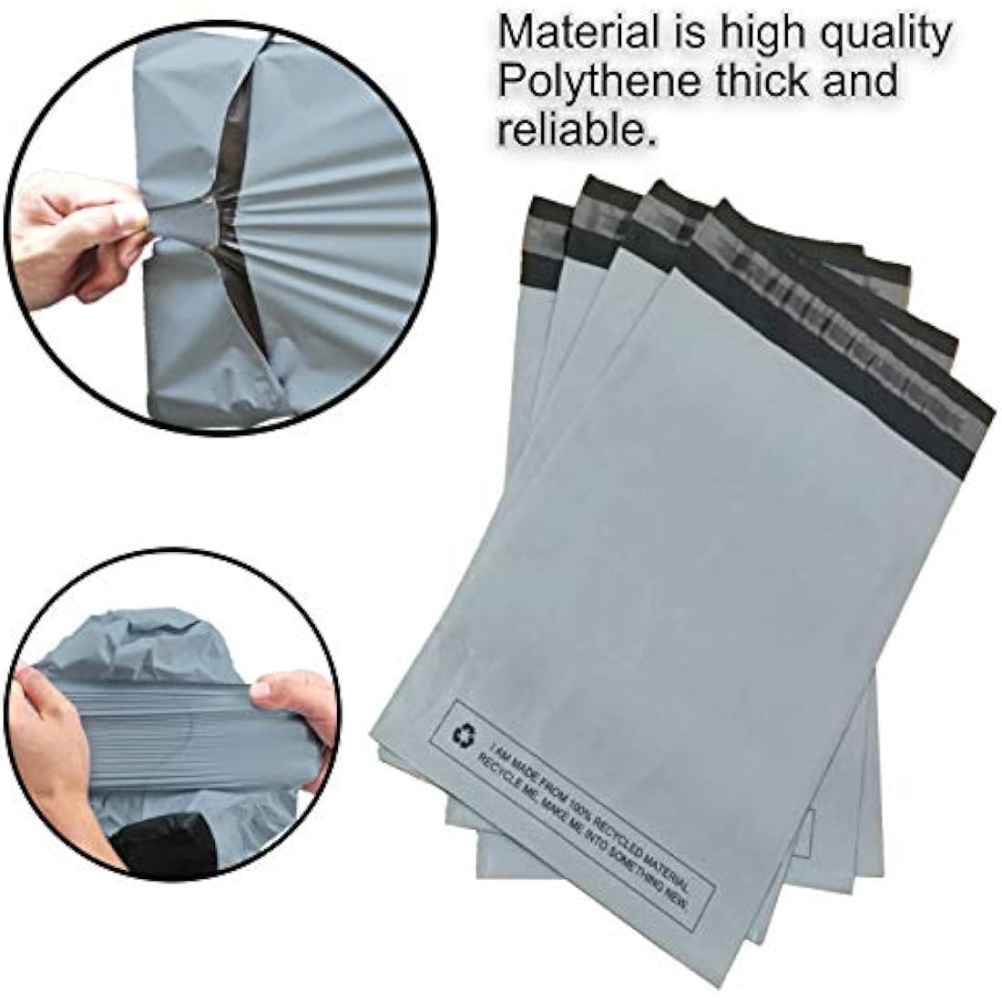 Large 100x Grey Mailing Bags 17” x 22” Polythene Self Seal Big Plastic Envelopes 100% Recyclable - Parcel Postal Postage Packaging Bags Strong Packaging Bags
