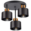 Ceiling lamp Ceiling lamp| Black Copper | 3 Flames | Lamp 3 x E27 | 230V | Retro Design | 382-e3 Skandi (Black, Copper)