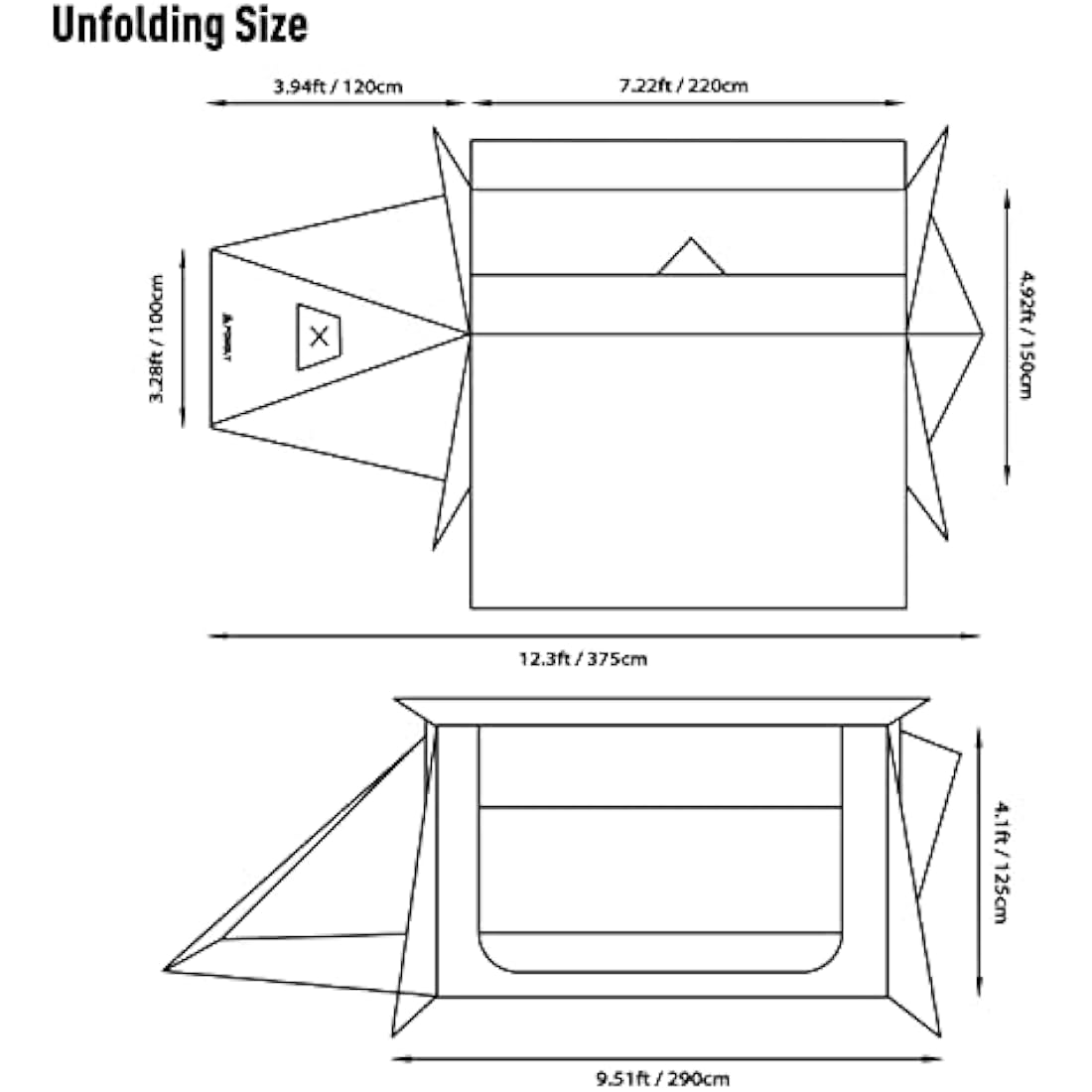 POMOLY Camping Hot Tent Bushcraft Tent, STOVEHUT 70 3.0 Shelter with 4 Poles for 1-2 Person Hiking, Backpacking