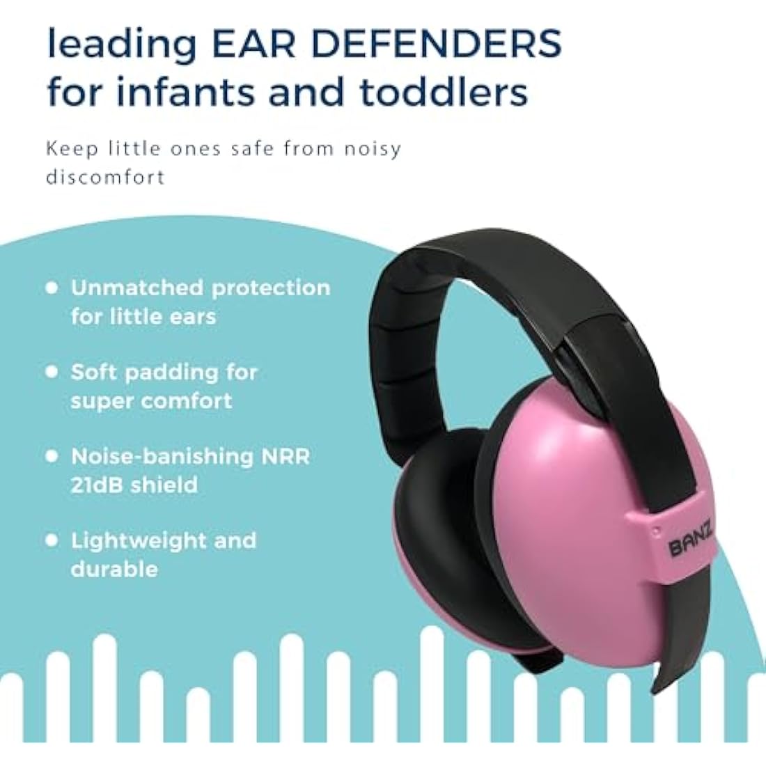 Banz Baby Ear Defenders - Noise Cancelling Baby Headphones for 0-36 Months, NRR 21dB - Lightweight Over-Ear Design with Soft Headband and Cushion Cups