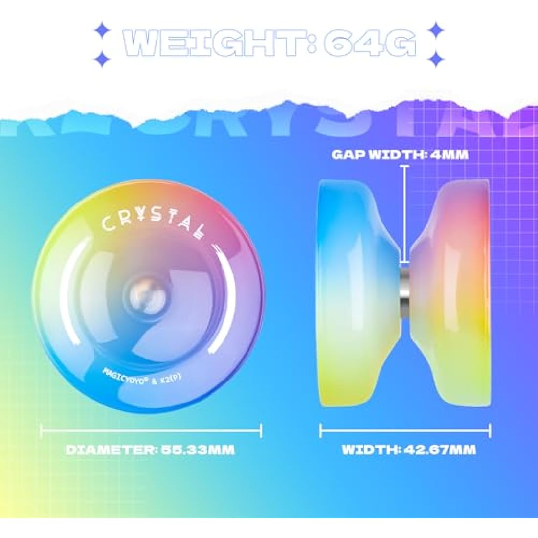 SHUNGRU Yoyo K2 Blue Pink Yellow, Responsive Yo yo for Kids Beginners, Dual Purpose YoYo with Unresponsive Yo yo Bearing + 12 Yoyo Strings + Case Bag + Bearing Remover Tool