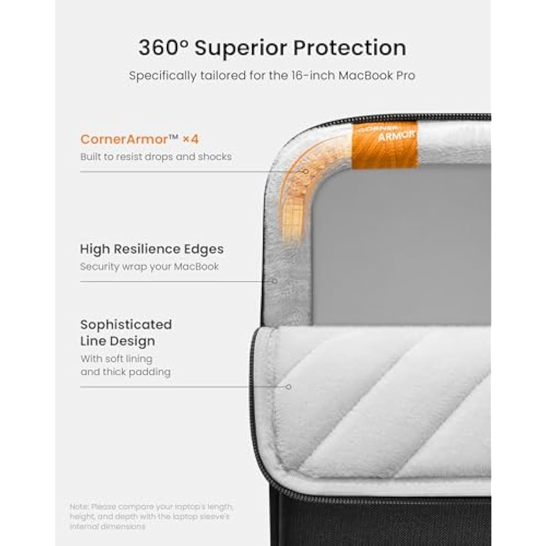 tomtoc 360 Protective Laptop Sleeve Set for 16-inch MacBook Pro M4/M3/M2/M1 Pro/Max A3403 A3186 A2991 A2780 A2485 2024-2019, Dell XPS 16 Plus Laptop, Water-Resistant MacBook Case with Accessory Pouch