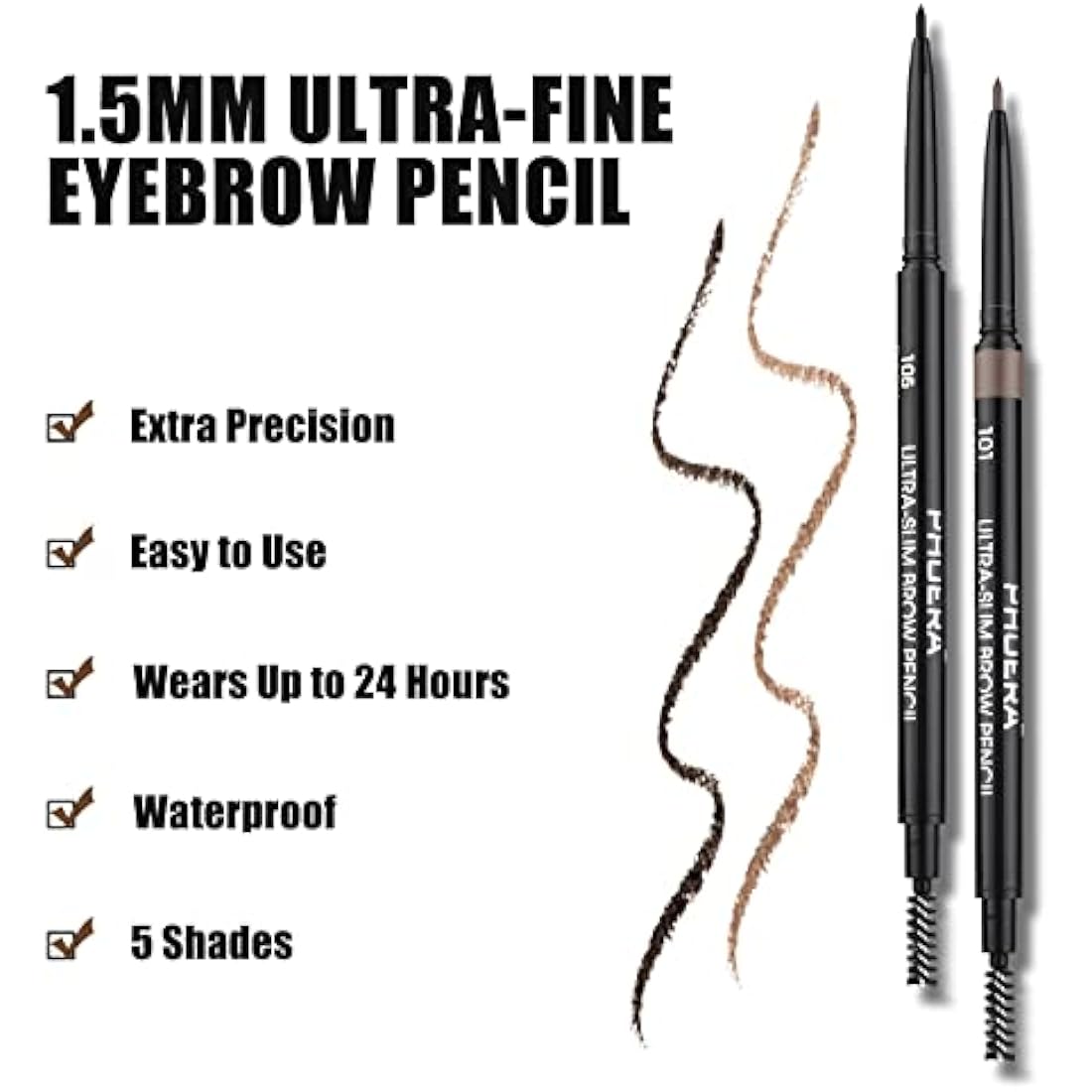 Natural Look Eyebrow Pencil, Long-Lasting & Waterproof, Precise Application, Vegan & Cruelty-Free 0.08g (104#Dark Brunette)