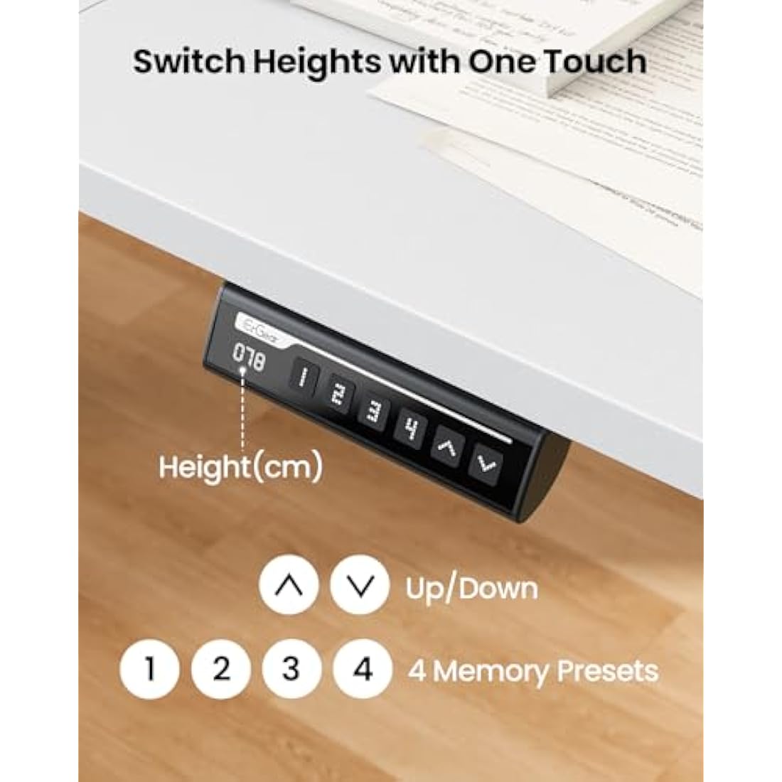 ErGear Electric Standing Desk Height Adjustable 140 x 70cm, Sit Stand Desk with 4 Memory Smart Pannel, Home Office Desk with Splice Board