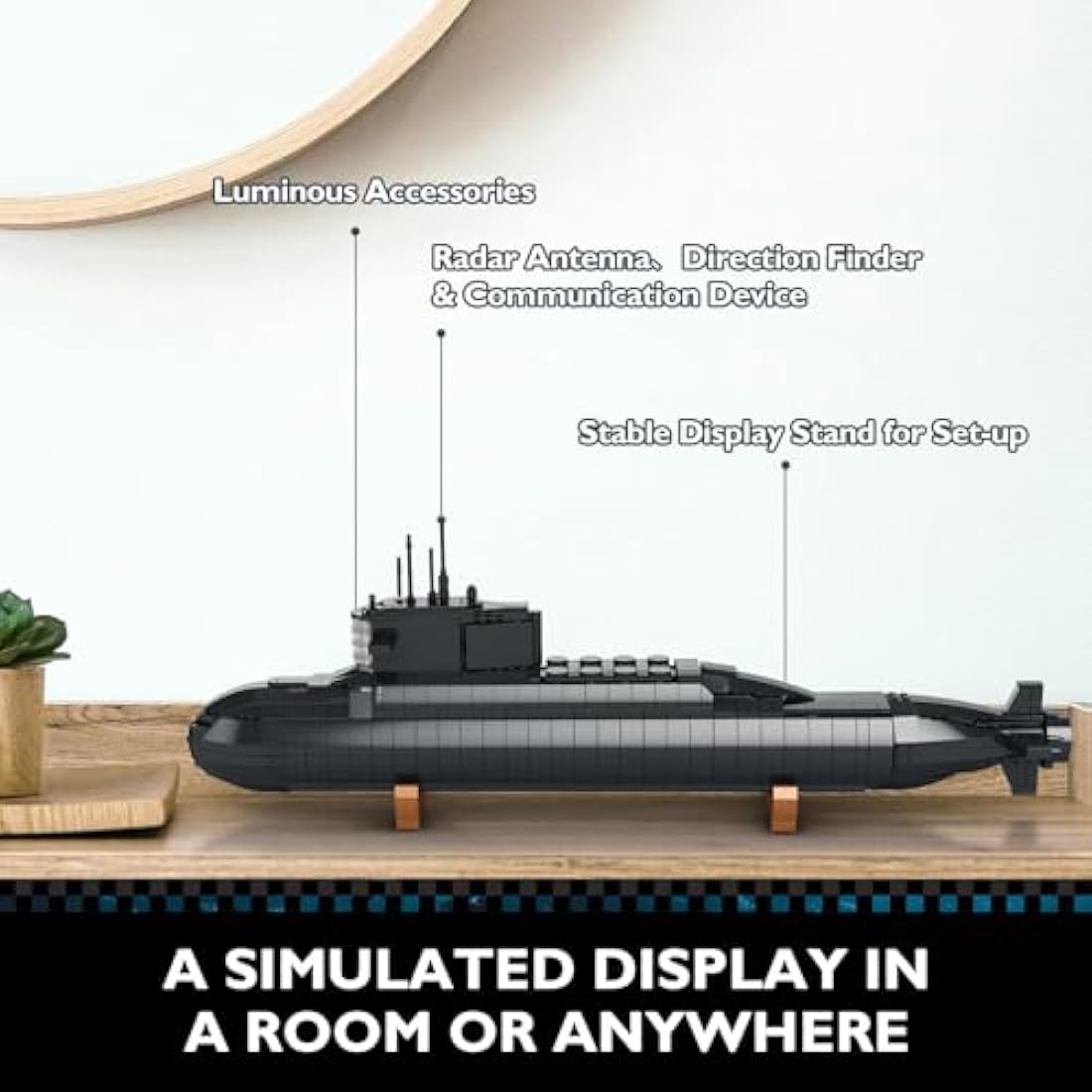 JMBricklayer Nuclear Submarine Building Blocks Sets with Lights, Military Type-094 Submarine Model Kits, WW2 Collectible Battleship Construction Toys Decor, Gifts for Adults Boys Teens 14+