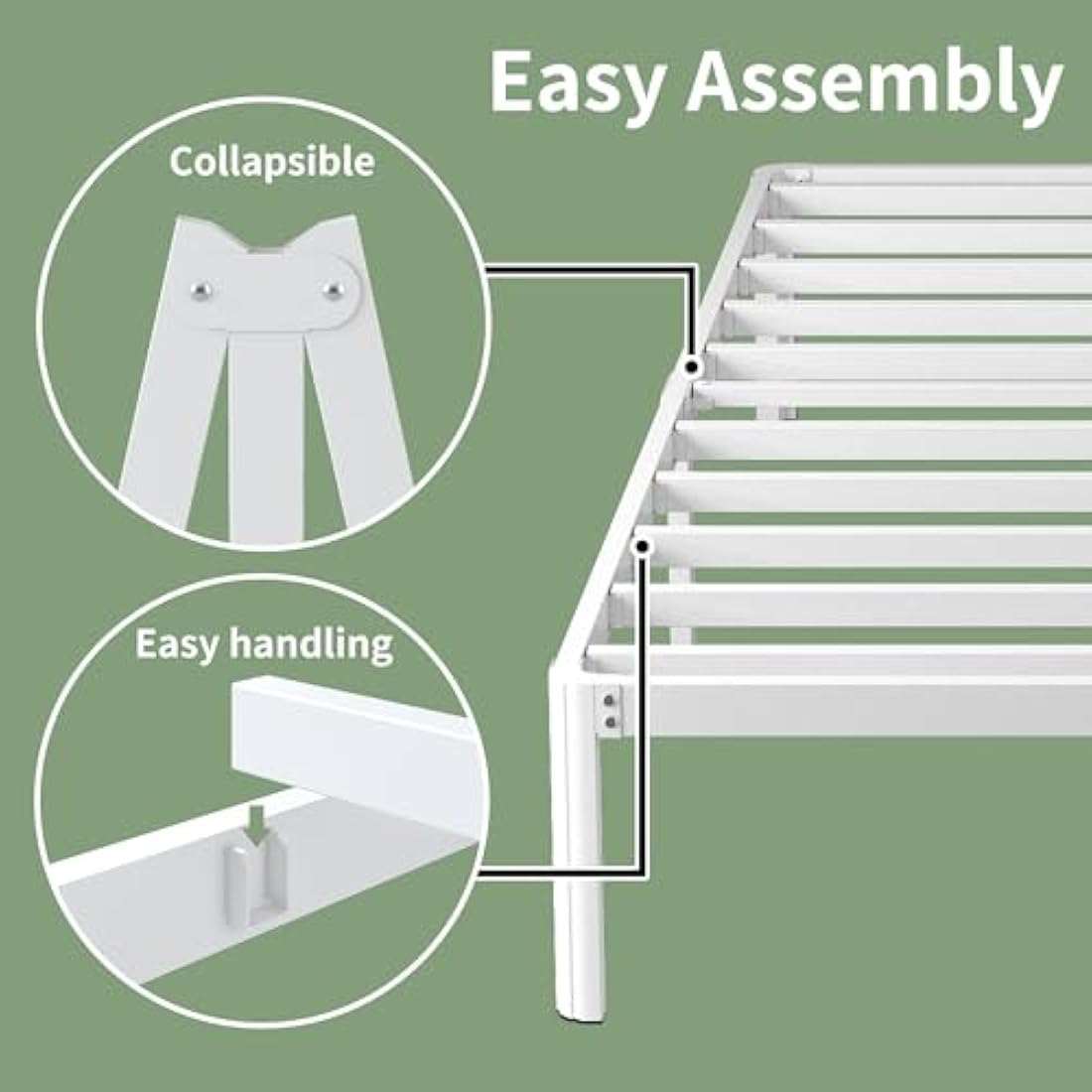 Lutown-Teen 6ft Super King Bed Frame 30.5 cm High with Rounded Corner Legs, Heavy Duty Metal Bed Frame Super King Size 180x200 with Steel Slats Support, Noise Free, Easy Assembly,White