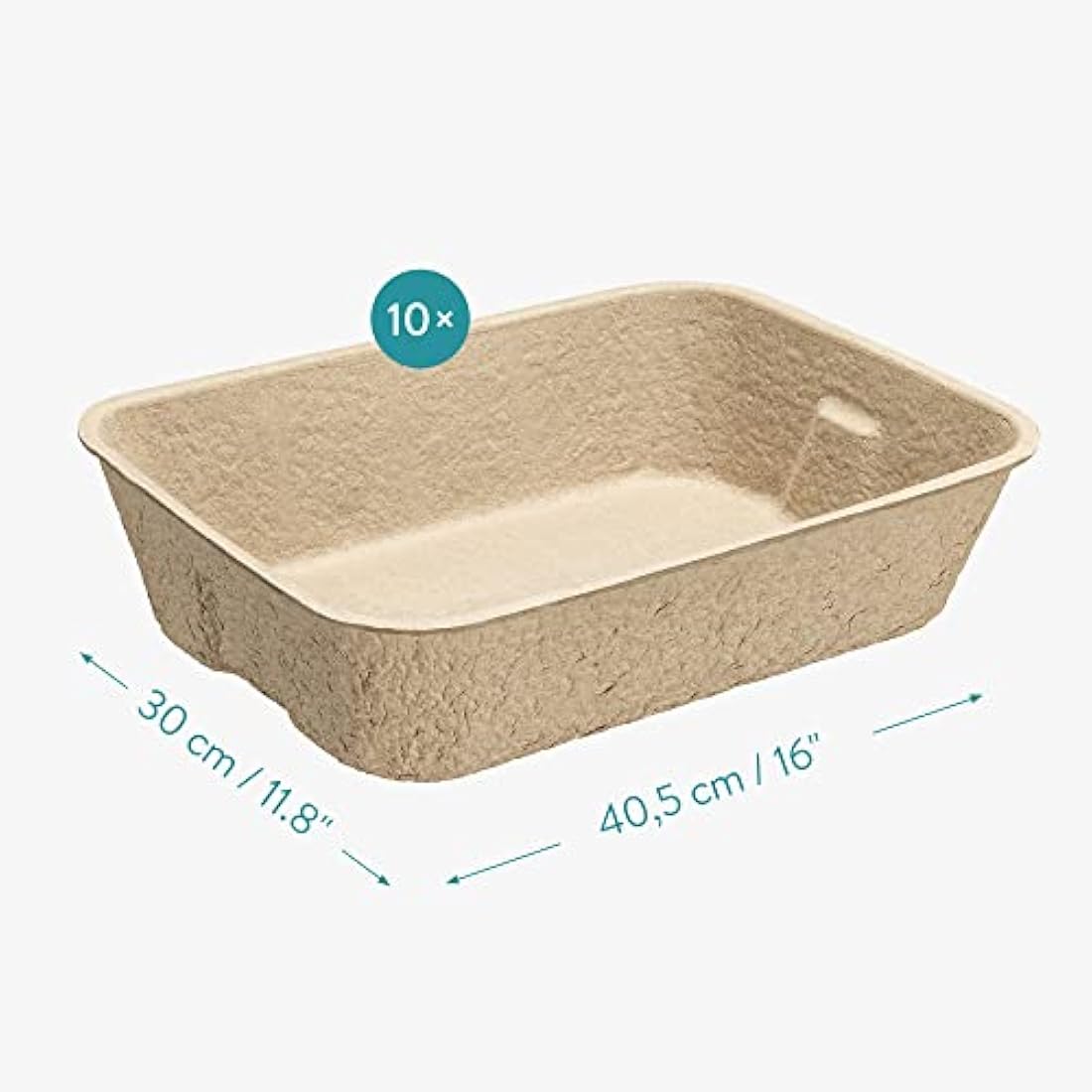 Navaris Disposable Cat Litter Trays (Pack of 10) - Cardboard Liner Tray for Cats Made of 100% Paper - Use Alone or As Box Liners - 40.5cm x 30cm