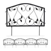 Relaxdays Garden Edging, 4 Piece Set, HxW: 33 x 225 cm, Flowerbed Border Fence, Push-In, Iron, Leaf Design, Black