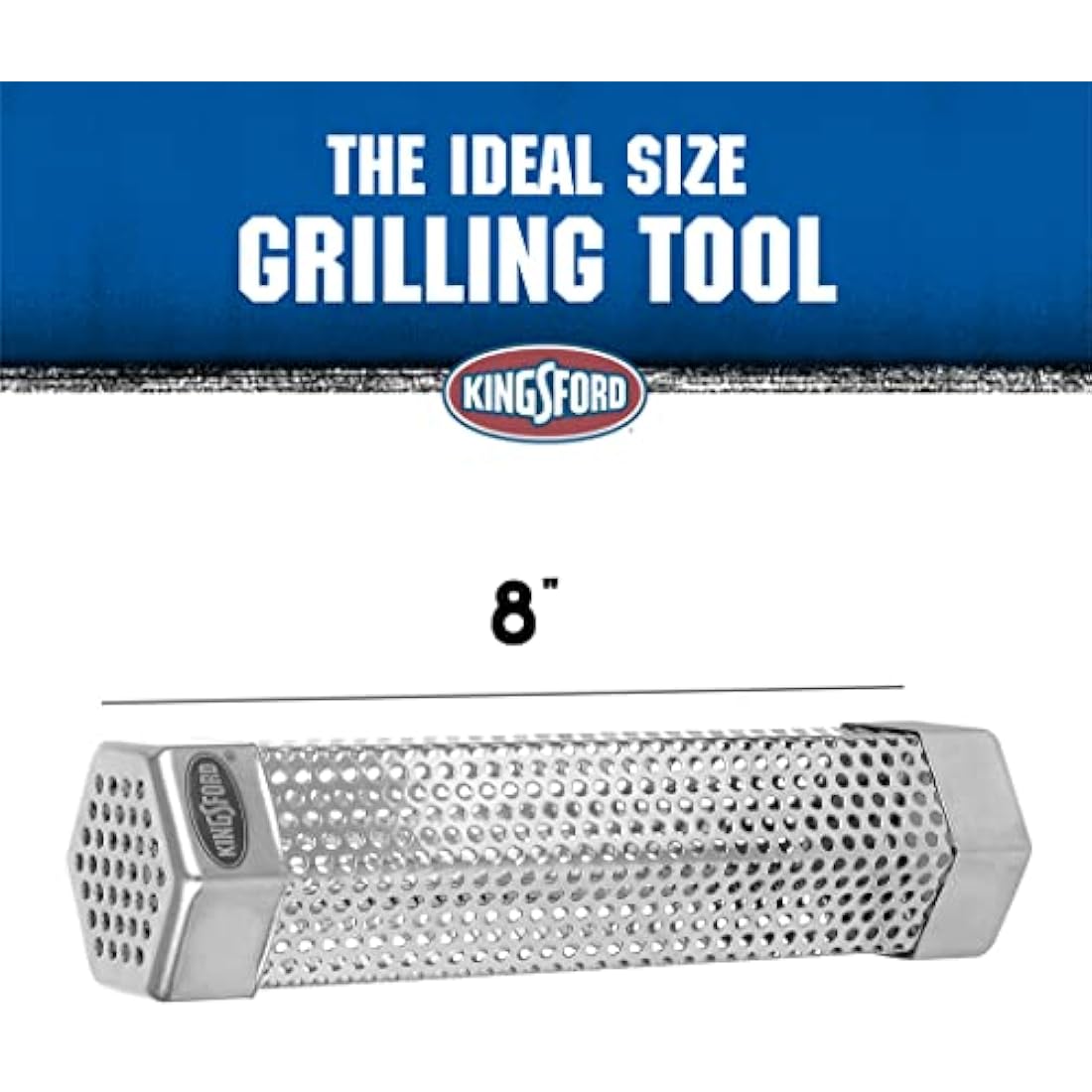 Kingsford 8 Inch Pellet Smoker Tube Hexagon With Box | Pellet Tube Smoker Turns Any Grill Into BBQ Smoker | Pellet Smoker Tube, Pellet Smoker Box, Grilling Tools, Smoker Pellets from Kingsford,Silver