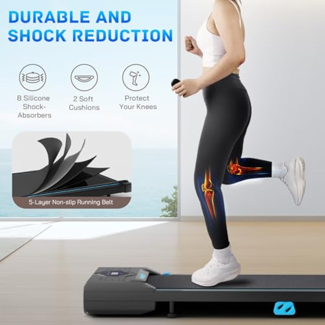 Treadmill Under Desk Walking Pad with Remote Control and LED Display Compact Exercise Machine for Home/Office Jogging
