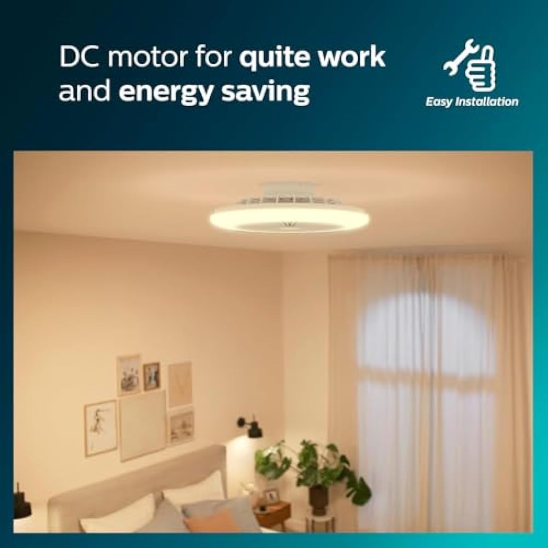 Philips LED Round Flat Fan Light 25W+60W with Remote Control [25W+60W - White] for Indoor Home Lighting, Living Room, Study, Office, Bedroom