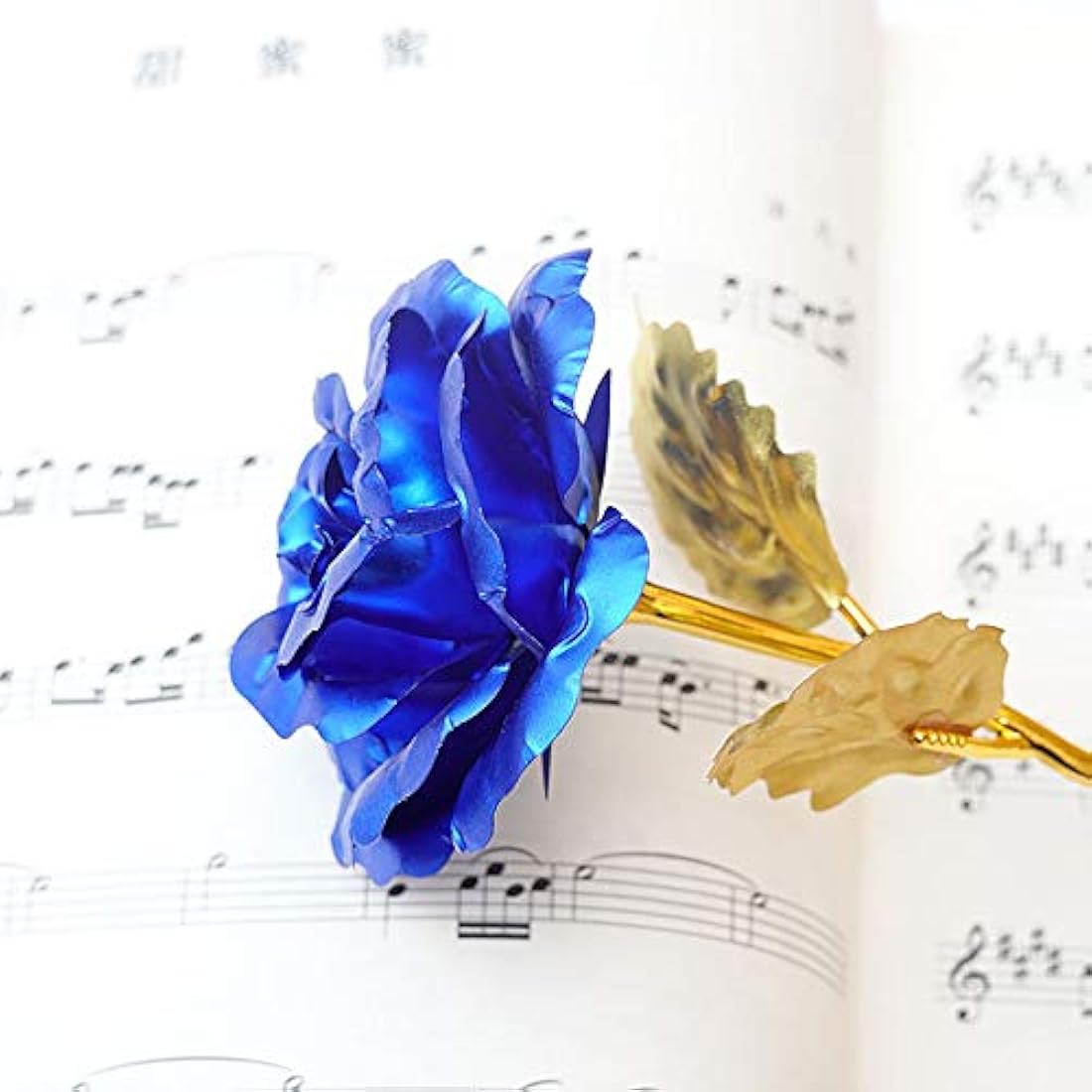 TINYOUTH 24K Blue Rose Forever Rose, Gold Plated Rose Flower with Stand for Friends, Valentine's Day, Mother's Day, Thanksgiving, Birthday, Christmas