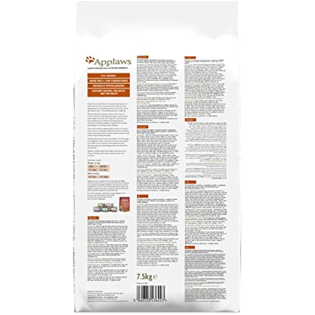 Applaws High Protein Complete and Grain Free Dry Dog Food 7.5 kg for Adult Medium and Small Dog Breeds, Chicken (Pack of 1)