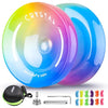 SHUNGRU Yoyo K2 Blue Pink Yellow, Responsive Yo yo for Kids Beginners, Dual Purpose YoYo with Unresponsive Yo yo Bearing + 12 Yoyo Strings + Case Bag + Bearing Remover Tool
