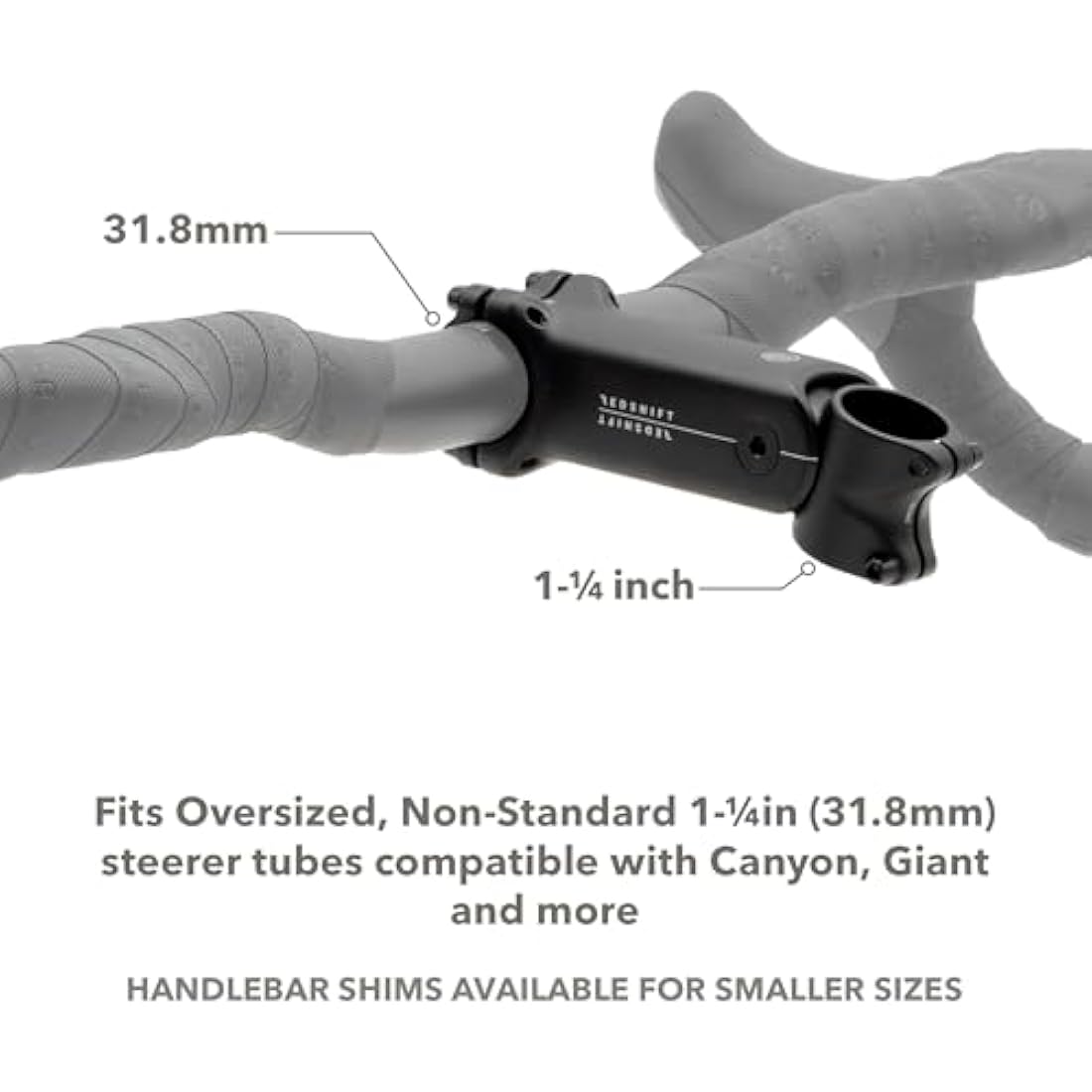 REDSHIFT ShockStop Suspension Stem for Oversized, Non-Standard 1-1/4 in (31.8 mm) Steerer Tubes, Shock-Absorbing Bike Handlebar Stem for Road, Gravel, Hybrid and E-Bikes