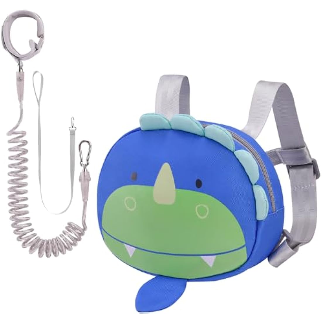 Bebamour Animal Toddler Backpack with Reins Mini Bag with Safety Leash for Children Portable Backpack Rucksack with Safety Harness for Boys and Girls, Blue Dino