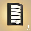 Wondlumi Outdoor Wall Lights Mains Powered 240V PIR Motion Sensor Curved Outside Wall Light Black IP44 Waterproof for Front Door, Incl. 12W LED E27 Bulbs Warm White