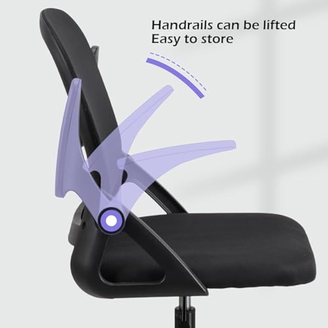 T-THREE.Adjustable ergonomic mesh swivel chair, office and study seat with lumbar support, height adjustment, 360° rotation, 90° flip-up armrests for home office(Black)